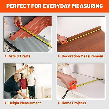 ValueMax Tape Measure 16FT with Fractions 1/8, 3 Pack Retractable Easy Read Measuring Tape, Imperial Pocket Measurement Tape with Metal Belt Clip for - WoodArtSupply