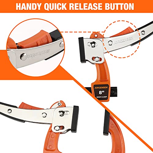 Jorgensen 8-inch Bar Clamp Set, Bar Clamp for Woodworking, Quick Release Gear Clamp with 600 lbs Load Limit - 2 Pack Jorgensen