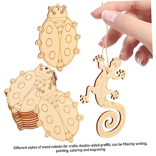 COHEALI 20pcs DIY Pendant Zero for Him Unfinished Dragonfly Nativity Crafts for Kids Wooden Ladybug Ornaments Unfinished Wood Animal Shapes Wood COHEALI