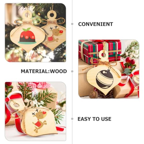 Zerodeko 25pcs Light Bulb Wood Cutouts Christmas Unfinished Light Bulbs with Hole and Rope Xmas Wooden Hanging Slices Discs Tags for DIY Crafts