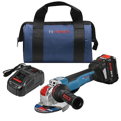 BOSCH GWX18V-50PCB14 18V X-LOCK Brushless Connected-Ready 4-1/2 In. – 5 In. Angle Grinder Kit with (1) CORE18V® 8 Ah High Power Battery,Black - WoodArtSupply