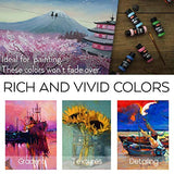 Acrylic Paint Set 36 PCS of 24 Colors 2fl oz 60ml Bottles with 12 Brushes,Non Toxic 24 Colors Acrylic Paint No Fading Rich Pigment for Kids Adults HissiCo