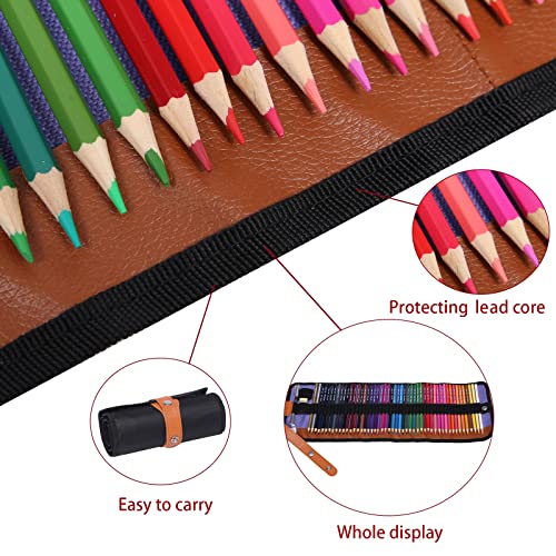 VIKAVAS 50 Colored Pencils Set with Roll Up Canvas Case for Adult Coloring Books, Drawing, Sketching, Christmas Gift for Adults&Kids