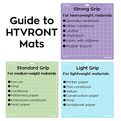 HTVRONT Cutting Mat for Cricut, 3 Pack Cutting Mat 12x12(StandardGrip, LightGrip, StrongGrip) for Cricut Explore Air 2/Air/One/Maker, Variety HTVRONT