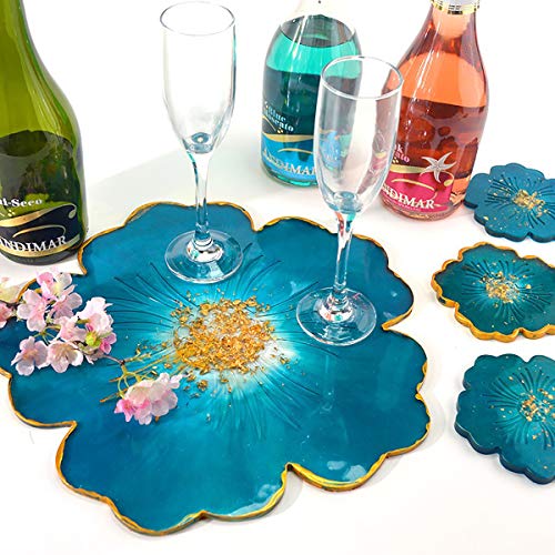 Silicone Coaster Molds, CCOZN 4 PCS Flower Silicone Coaster Molds Coaster for Epoxy Resin Agate Coaster Cup Mat Molds for Resin Casting Silicone CCOZN