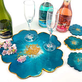 Silicone Coaster Molds, CCOZN 4 PCS Flower Silicone Coaster Molds Coaster for Epoxy Resin Agate Coaster Cup Mat Molds for Resin Casting Silicone CCOZN