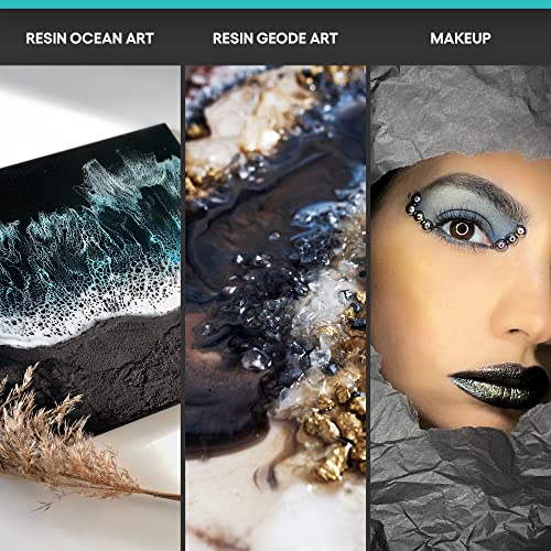 MEYSPRING Charcoal Black Mica Powder for Epoxy Resin - 50 Grams - Great for Resin Art and UV Resin - Epoxy Resin Color Pigment MEYSPRING