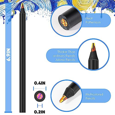 Hapikalor 12-Color Rainbow Pencils Aesthetic Jumbo Colored Pencils for Adult Coloring Sketching, Cute Drawing Kit Fun Pencils Cool Stuff Christmas Hapikalor