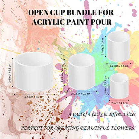 4 Pcs Open Cup Bundle for Acrylic Paint Pour Silicone Leaky Floating Open Cups Acrylic Paint Pouring Open Cups for DIY Resin Acrylic Paint, white Gerrii