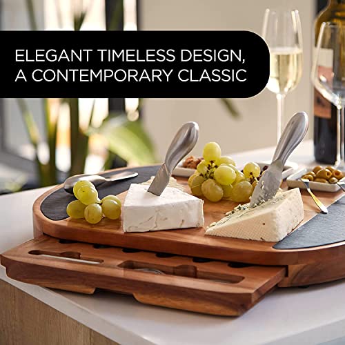 Premium Oval Charcuterie Board Cheese Board Set: Acacia Wood, Stainless Steel Knives - Christmas Gifts for Women, House Warming Gifts Ideas, New Real Life Living