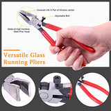 Rustark 3Pcs Premium Glass Running Breaking Pliers and Class Cutter Kit, Heavy Duty Glass Cutting Tool with Rubber Tip, Work Great for Stained Glass, Rustark