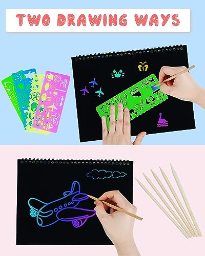 OSLINE Arts and Crafts for Kids Ages 3-5-10 Girls Boys,Rainbow Scratch Paper Art Notebooks,Art Supplies Kit for Kids Gifts，Kids Party Favor Toys for - WoodArtSupply