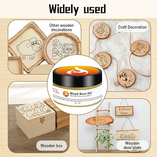 Flame Paste for Wood Burning - Clear - DIY Arts and Crafts Wood Burning Gel  for Home or Office - Extra Strength Burn Paste Made in USA - 4 OZ Jar - No