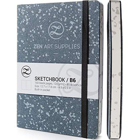 B6 Small Sketchbook for Drawing - Drawing Notebook with Thick 120 GSM Acid-Free Ivory Paper, Cute Hardcover Art Sketchbook with Sturdy Binding - B6 5 ZenART Supplies