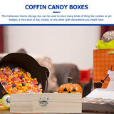VOSAREA Halloween Coffin Box, Hexagonal Wooden Craft Boxes Unfinished Wooden Boxes Container for Candy Treats and Trinkets DIY Crafts VOSAREA