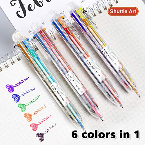 Shuttle Art Multicolor Pens, 23 Pack 6-in-1 0.7mm Retractable Ballpoint Pens for Office School Supplies Students Children Gift - WoodArtSupply