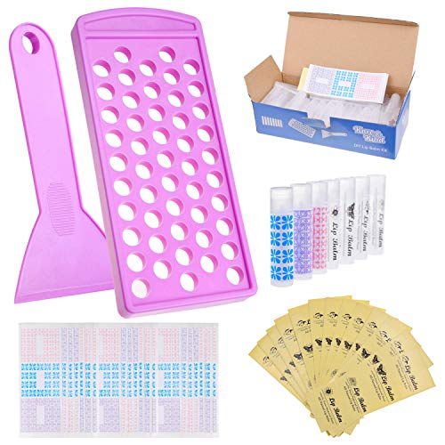 Lip Balm Crafting Kit - Lip Balm Filling Tray and Spatula - BPA Free - 50 Empty Lip Balm Tubes with Caps (Clear) - 3/16 Oz (5.5 ml) - 50 Writeable Kare & Kind