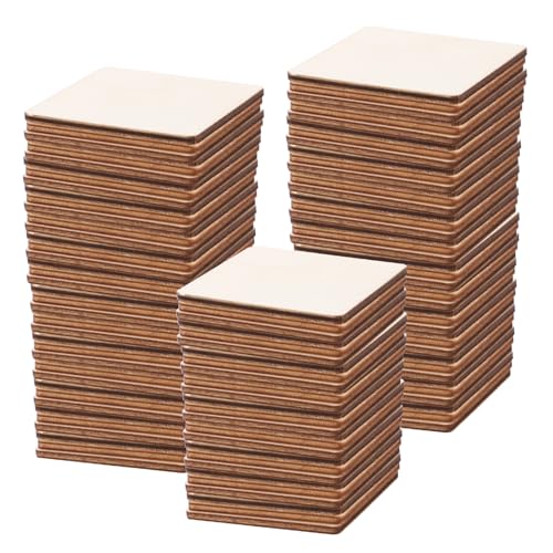 LOYORTY 300Pcs 2x2 Wood Squares for Crafts, 2.5mm Unfinished Wooden Square Cutouts Blank Wood Pieces for DIY Craft, Painting, Staining, Home - WoodArtSupply