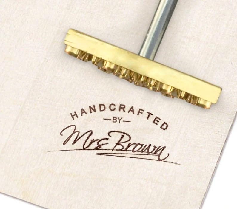 Custom Brass Branding Iron for Wood, Leather, and Food - Personalised Embossed Signature Tool TPFOON