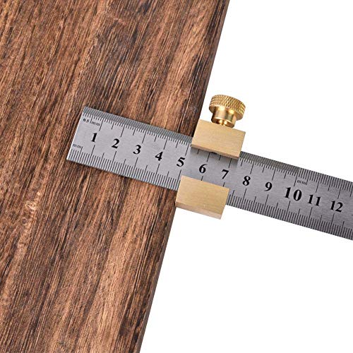 AYNEFY Woodworking Ruler Positioning Adjuster Scribing Locator, Ruler Stops Fences Woodworking Scribing Steel Ruler Positioning Block Angle Line AYNEFY