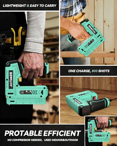 KingTool Electric Staple Gun, 3.7V Cordless 2-in-1 Stapler Nail Gun, 2.0Ah Battery Powered Cordless Staple Gun, 5000pcs Staples & Nails, Staple - WoodArtSupply