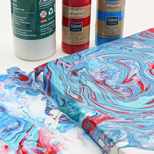 Artecho 12 Colors Large Bulk Acrylic Paint Set (500ml/17oz) Bottles, Art Craft Paint for Art Supplies, Canvas, Rocks, Wood, Fabric, Ceramic, Non