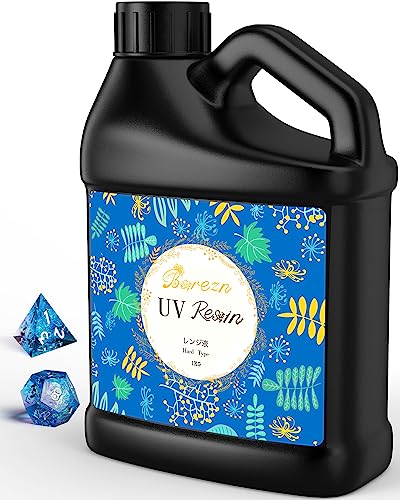 Bsrezn 1000g Bulk UV Resin Hard, Crystal Clear Large UV Cure Epoxy Resin Kit Premixed Resina UV Transparent Solar Activated Glue for Jewelry Making