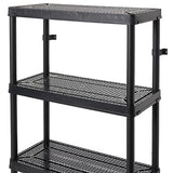 Gracious Living 14" x 32" x 54.5" 4-Shelf Tier Resin Multi-Purpose Medium Duty Indoor Garage Storage Organizer Shelves, Black Gracious Living