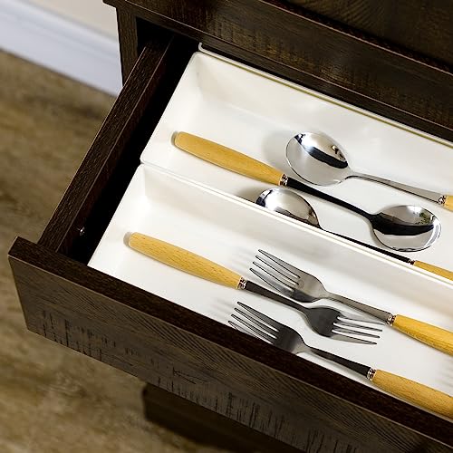 HOMCOM 72" Farmhouse Kitchen Pantry, 4-Door Rustic Storage Cabinet with Drawer and 3 Shelves, Walnut HOMCOM