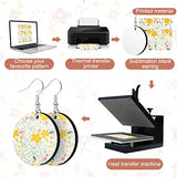 Whaline 30Pcs Sublimation Blank Earrings Round MDF Board White Earrings Heat Transfer Earrings Unfinished Wood Earring for Jewelry DIY Making Crafts Whaline