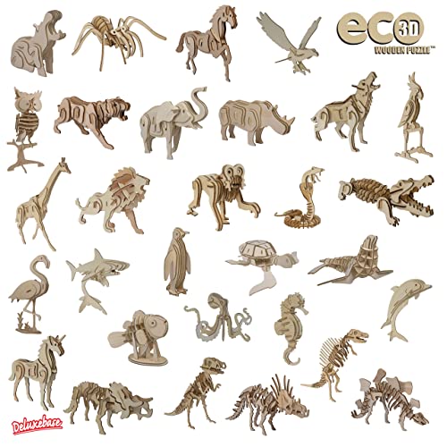 Eco 3D Wooden Puzzle Monkey from Deluxebase. Animal Themed DIY 3D Puzzle Craft Kit. Sustainable Wood Jungle Animal Toys. Perfect Model Building Kits Eco 3D Wooden Puzzle