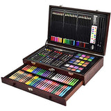 Sunnyglade 145 Piece Deluxe Art Set, Wooden Box & Drawing Kit with Crayons, Oil Pastels, Colored Pencils, Watercolor Cakes, Sketch Pencils, Paint Sunnyglade
