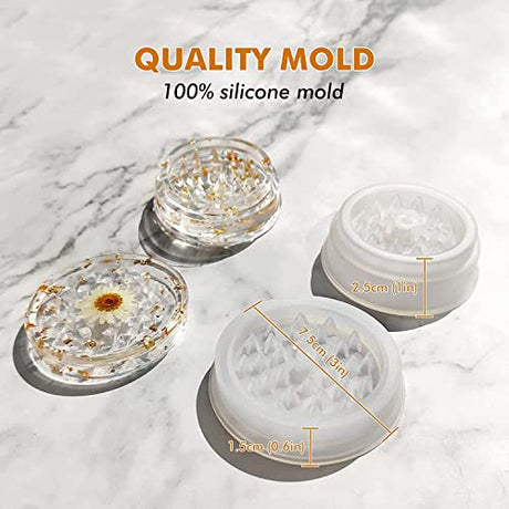 5 PCS Silicone Molds for Resin - Large Rolling Ashtray Tray Mold and Resin Grinder Mold for Grind with Efficient Spikes Shape and Storage,Rectangular HIQUE
