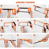 Hacksaw Set, Steel Saw 12 inch with Replaceable Saw Blades and Metal Miter, 3pcs Handsaws (Hacksaw Frame, Mini Hacksaw, Junior Hacksaw) for Wood REALIJE