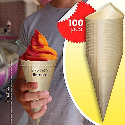 Disposable Wood Cones - Versatile Cardboard Cones for Cake Pops, Charcuterie, Food, and Crafts - Eco-Friendly and Stylish - Pack of 100 - WoodArtSupply