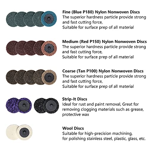 Pneumatic Mini Orbital Sander Grinder Polisher Kit, 2 inch Air Right Angle Surface Prep Tool with 41pcs Roll Lock Discs UPWOOD