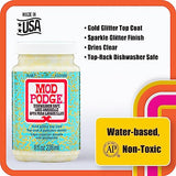 Mod Podge CS27593 Dishwasher Safe Glitter Gold, 8 fl oz Multi-Purpose Formula, Perfect for Easy to Apply DIY Arts and Crafts Mod Podge