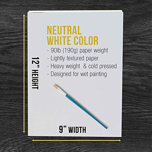 U.S. Art Supply 9" x 12" Premium Heavyweight Watercolor Painting Paper Pad, Pack of 2, 24 Sheets Each, 90 Pound (190gsm) - Cold Pressed, Acid-Free, US Art Supply