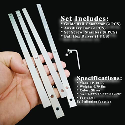 Guide Rail Connector Set P-20177 for Makita Track Saw Long Cuts， Also Compatible with Festool, Fit for DeWalt in Integrated Guide Rail T-Slots for WOUILNIA