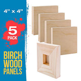 U.S. Art Supply 4" x 4" Birch Wood Paint Pouring Panel Boards, Studio 3/4" Deep Cradle (Pack of 5) - Artist Wooden Wall Canvases - Painting U.S. Art Supply