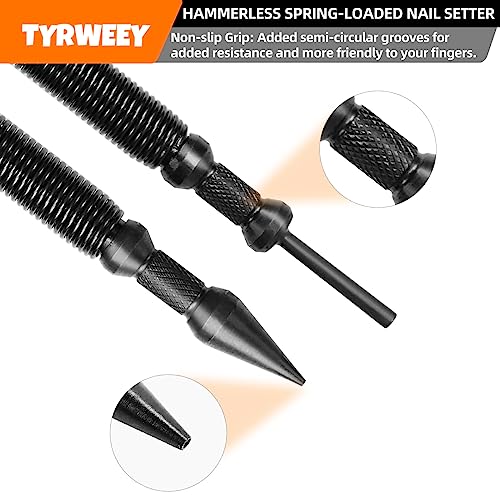 TYRWEEY 2-Piece Nail Setter Dual Head Nail Set, Dual Head Nail Setter & Hinge Pin Remover Punch Set, Nail Setter Features 1/32-in, 1/16-in, 1/8-in TYRWEEY