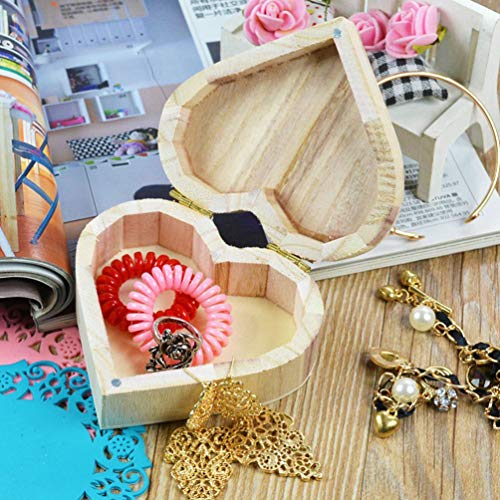 Healifty 2pcs Box Wooden Box Valentines Day Heart Wood Block Necklace Storage Heart- Shaped Wooden Things to Paint Kids Jewelry Organizer Gift Healifty