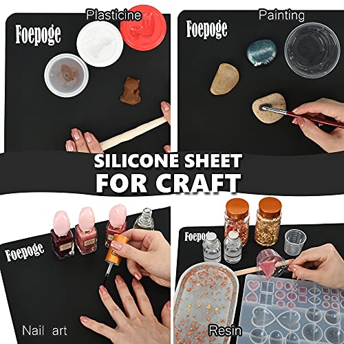 Foepoge 27.9”x20” Extra Large Silicone Sheet for Crafts, Nonstick Silicon Mat for Resin, Epoxy Art Placemat for Jewelry Casting, Reusable Painting - WoodArtSupply