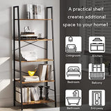 Yusong 5-Tier Industrial Ladder Bookshelf - Rustic Brown Storage Rack for Home and Office Yusong