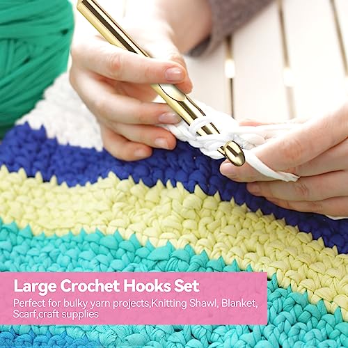 Large Crochet Hooks Set 36Pcs,Huge Ergonomic Crochet Hook Set 6.5MM-15MM  Crochet Needles and Accessories for DIY Crafts, Carpets, Scarves,Chunky