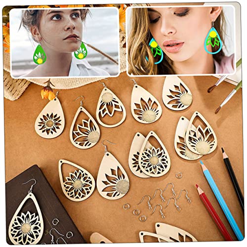 COHEALI 3 Sets Wooden Earrings Unfinished Wooden Earring Making Kit Earring Hooks for Jewelry Making African Jewelry Findings Earring Posts for COHEALI