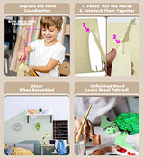 Puzzled 3D Puzzle Green Turtle Wood Craft Construction Model Kit, Fun Unique Educational DIY Wooden Toy Assemble Model Unfinished Crafting Hobby Puzzled