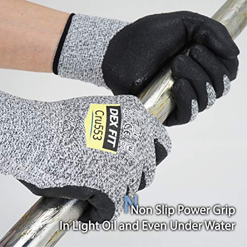 DEX FIT Level 5 Cut Resistant Gloves Cru553, 3D-Comfort Fit, Firm Grip, Thin & Lightweight, Touch-Screen Compatible, Durable, Breathable & Cool, - WoodArtSupply