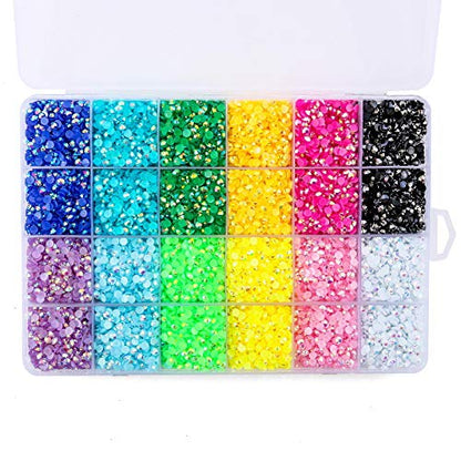 Sunfairy 24000Pc 4mm Nail Art Rhinestones Mixed Colors Round Gemstone Glitter Crystal Nail Flat Jelly Rhinestones Shiny Colorful Nail Stone Gems - WoodArtSupply