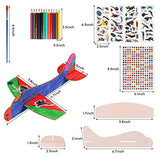 12 Pack DIY Wood Planes，Mini Airplane Paint and Decorate Wooden Airplane Craft Kits with Decorate Tools for Kids School Craft Decor Projects BAPHILE